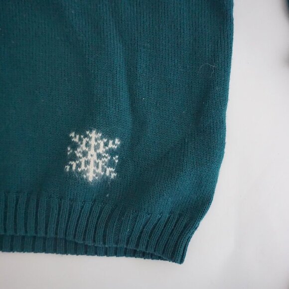 Ceau Mar Teal Wool Angora Snowflake Knit Sweater Cabincore Retro Aesthetic XL - Picture 5 of 10